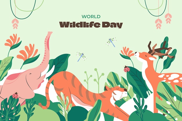 Free Vector flat world wildlife day background