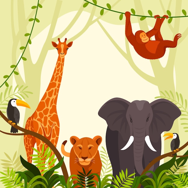 flat world wildlife day illustration