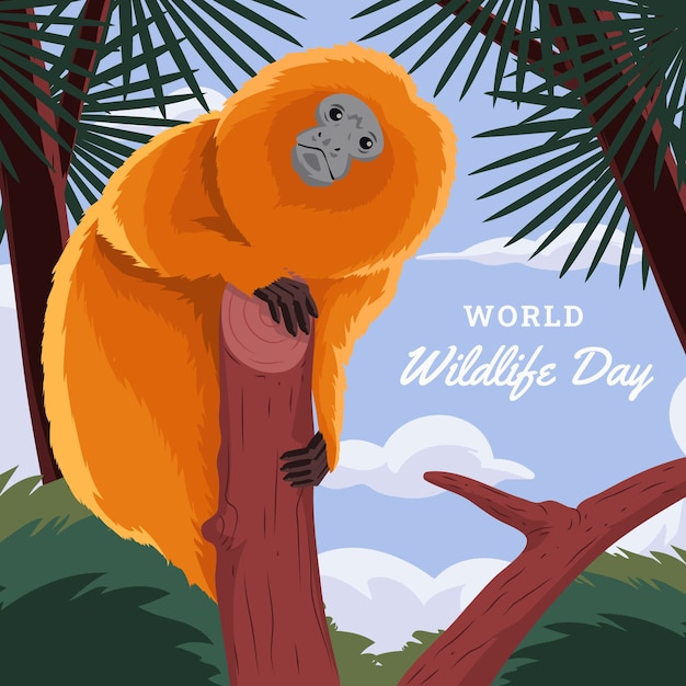 Flat world wildlife day illustration