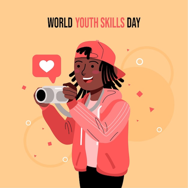 Flat world youth skills day illustration