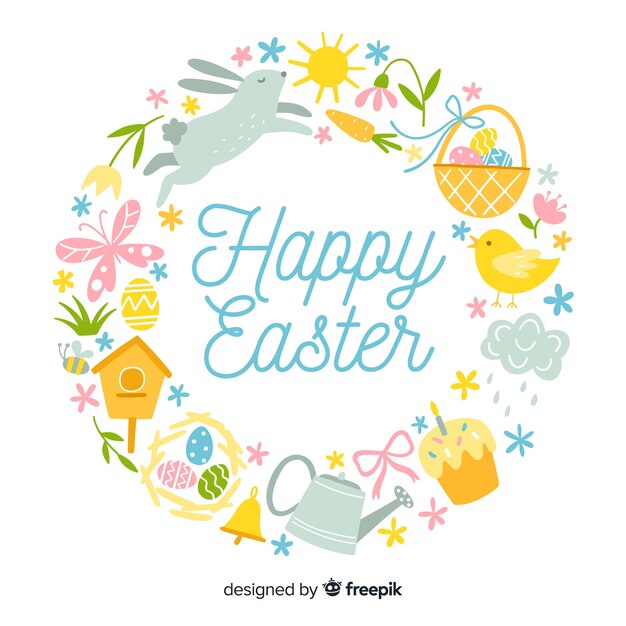 Flat wreath easter background