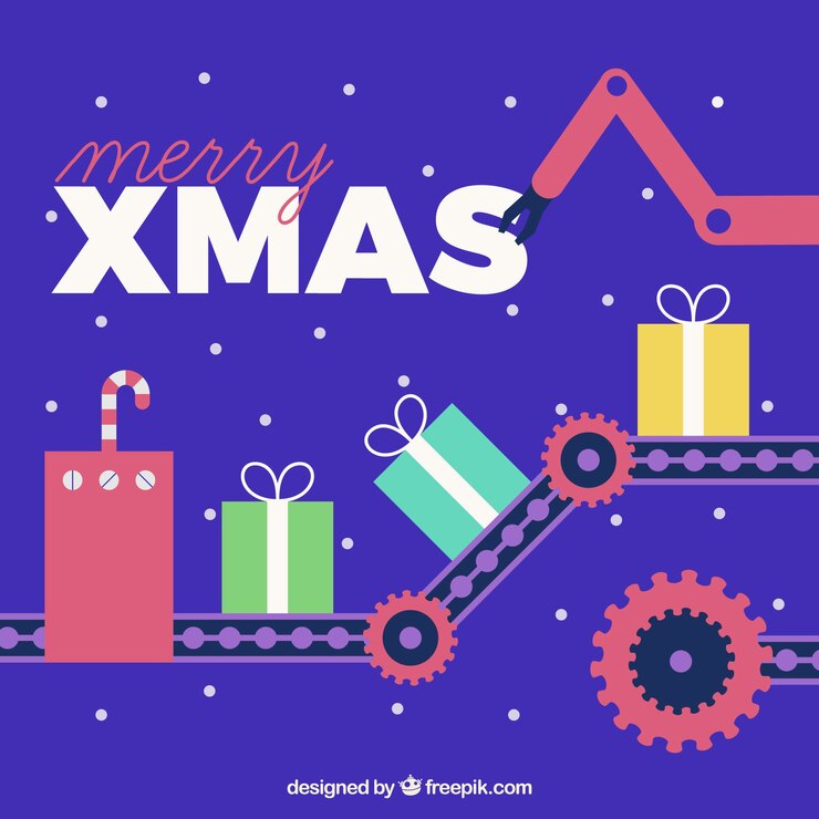 Free Vector flat xmas background with gifboxes