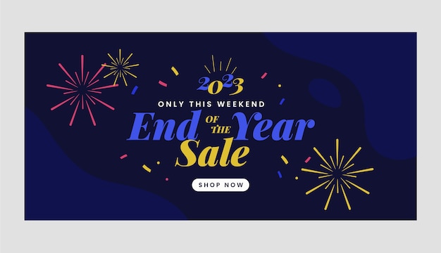 Free vector flat year end sale horizontal banner template
