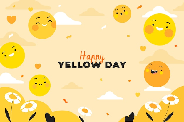 Free vector flat yellow day background with emoticons