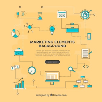 Flat yellow marketing elements background