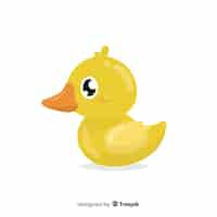 Free vector flat yellow rubber child duck on white background