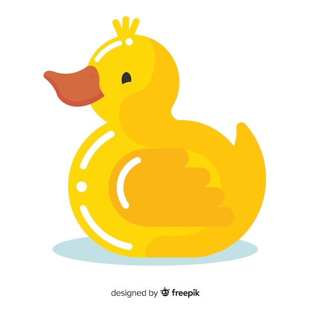 Бесплатное векторное изображение Плоская желтая резиновая утка для купания