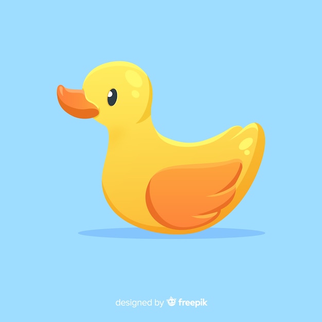 Free vector flat yellow rubber duck on water