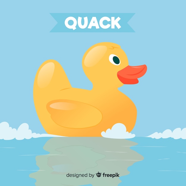 Free vector flat yellow rubber duck on water