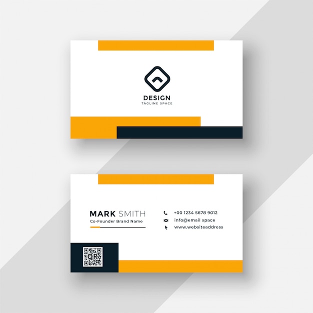 Flat yellow and white business card design