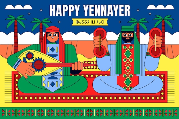 Free vector flat yennayer background