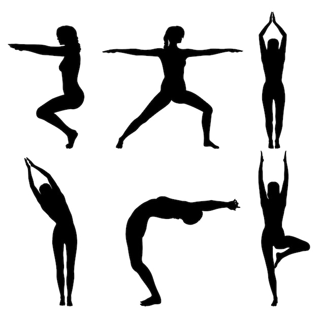 Vettore gratuito collezione di pose yoga piatte per la giornata internazionale dello yoga