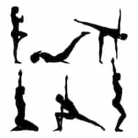 Vettore gratuito collezione di pose yoga piatte per la giornata internazionale dello yoga