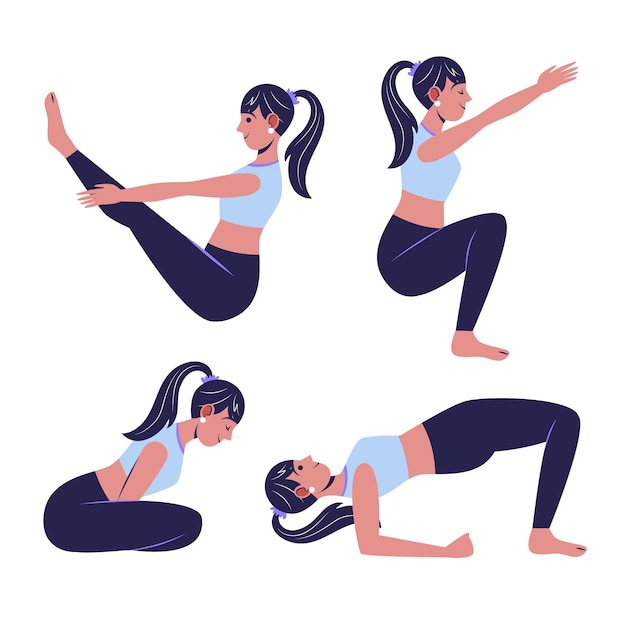 Free vector flat yoga poses collection