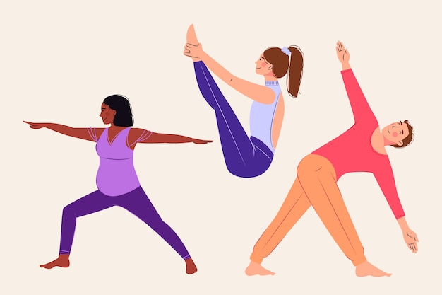 Free vector flat yoga poses collection