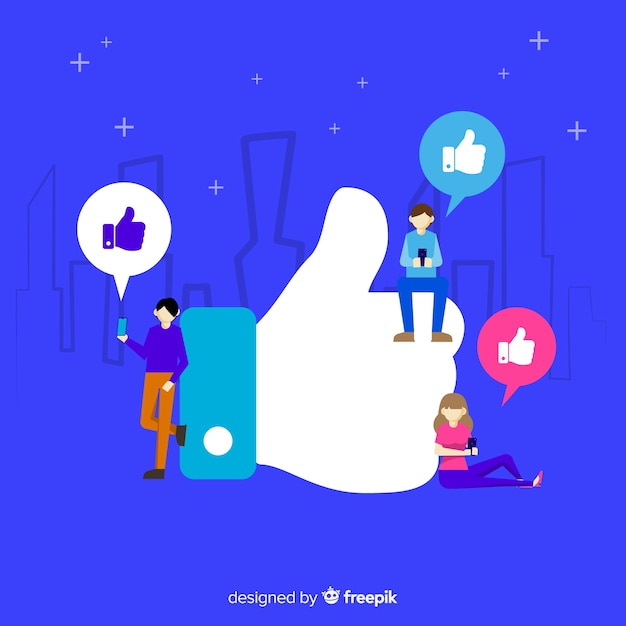 Free vector flat young people social media like concept background