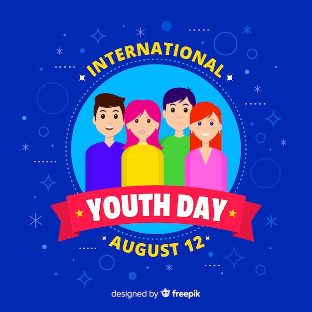 Flat youth day background Free Vector