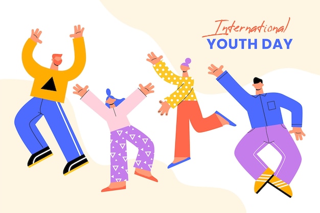 Free vector flat youth day - jumping people