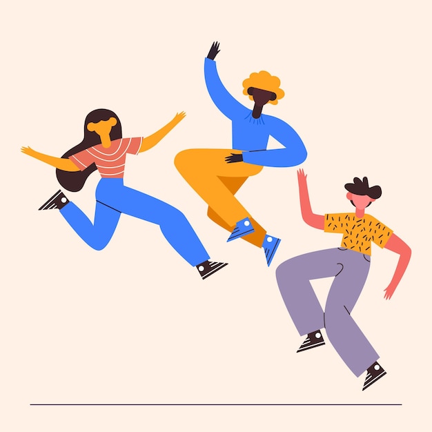 Free vector flat youth day - jumping people