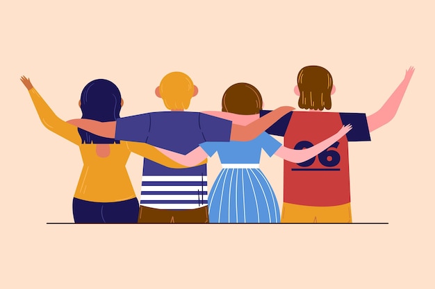 Free vector flat youth day - people hugging together