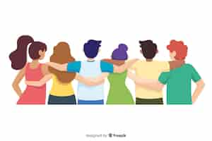 Free vector flat youth people hugging together