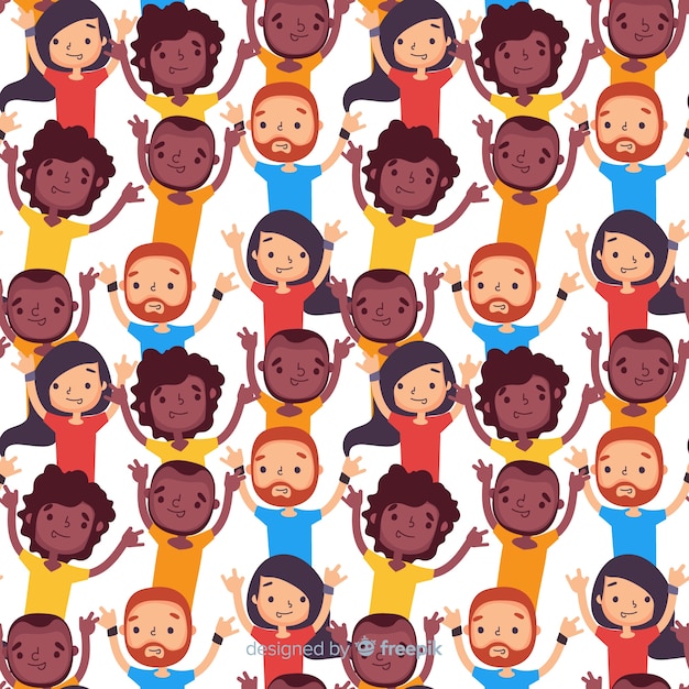 Free vector flat youth smiling people pattern