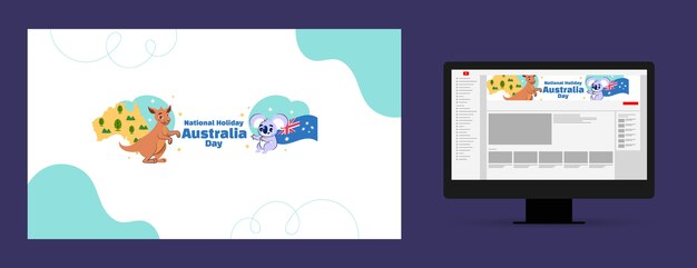 Flat youtube channel art for australian national day celebration
