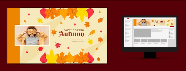 Flat youtube channel art for autumn celebration