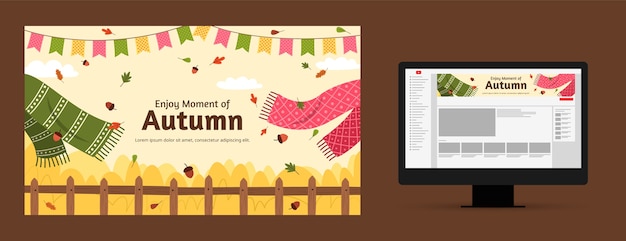 Flat youtube channel art for autumn celebration