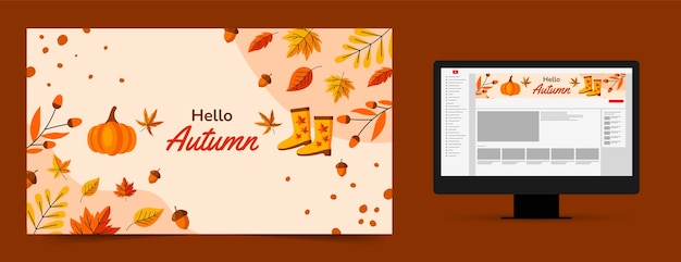 Flat youtube channel art for autumn celebration