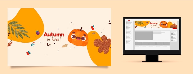 Flat youtube channel art for autumn celebration