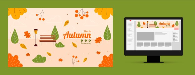 Free vector flat youtube channel art for autumn celebration