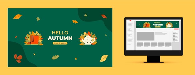 Flat youtube channel art for autumn celebration