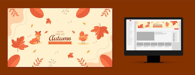 Flat youtube channel art for autumn celebration