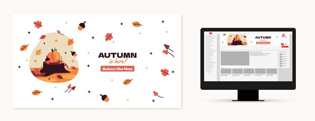 Flat youtube channel art for autumn celebration