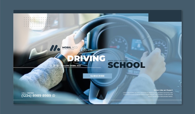 Flat youtube channel art for driving school