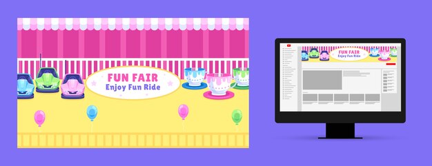 無料ベクター 遊園地のフラット youtube チャンネル アート