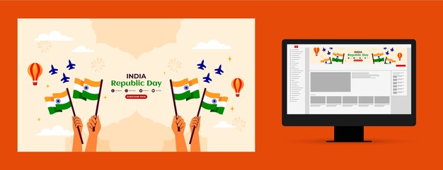 인도 공화국의 날을 위한 평평한 유튜브 채널 아트