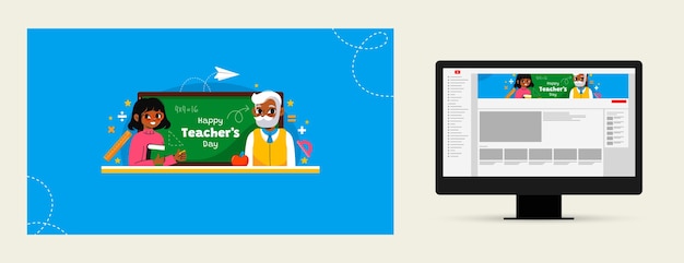 世界教師の日を祝うためのフラットユーチューブチャンネルアート