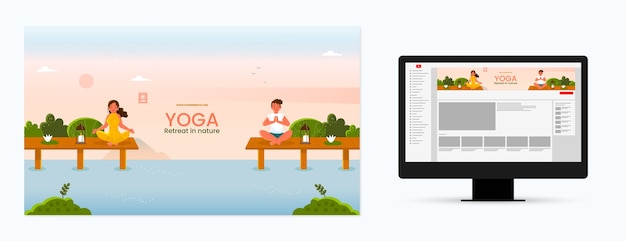 Free vector flat youtube channel art for yoga retreat