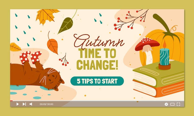 Free vector flat youtube thumbnail for autumn celebration