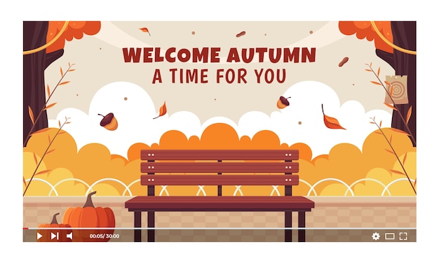 Free vector flat youtube thumbnail for autumn season celebration