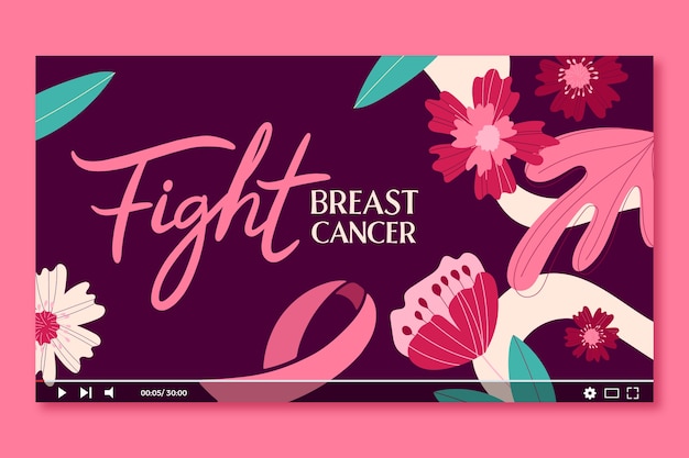 Free vector flat youtube thumbnail for breast cancer awareness month