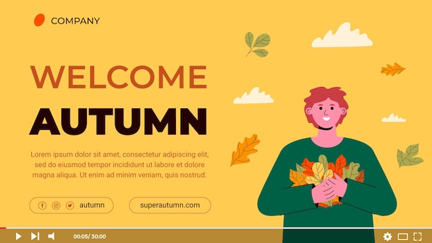 Бесплатное векторное изображение Плоская миниатюра youtube для празднования осени
