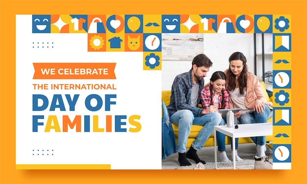 Free vector flat youtube thumbnail for international day of families celebration