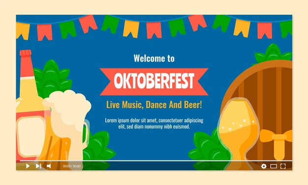 Vettore gratuito miniatura piatta di youtube per la celebrazione dell'oktoberfest