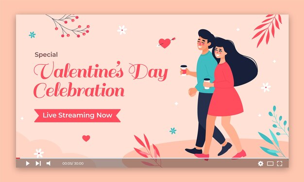 Flat youtube thumbnail for valentine's day celebration