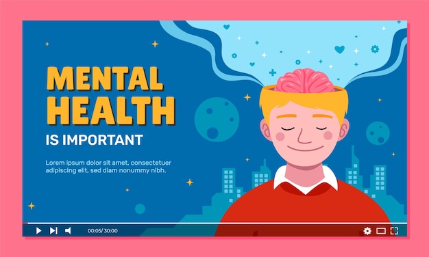 Flat youtube thumbnail for world mental health day awareness