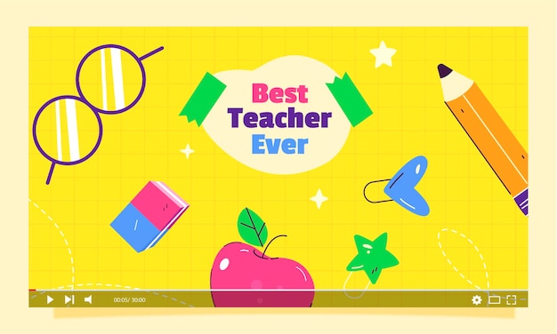 Free vector flat youtube thumbnail for world teacher's day celebration