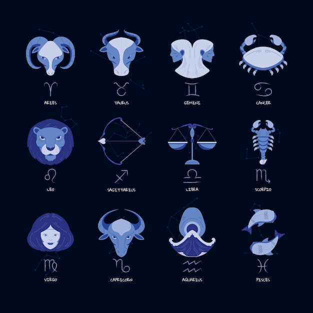 Free vector flat zodiac sign collection